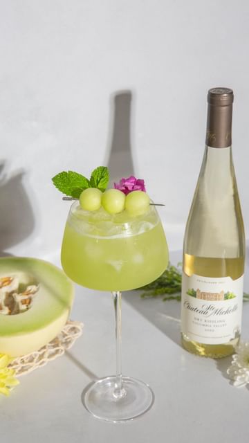 Instagram post by @yellowbellykelly for Chateau Ste. Michelle Winery. Caption reads: #ad Honeydew Wine Spritzers all spring please!🍈....