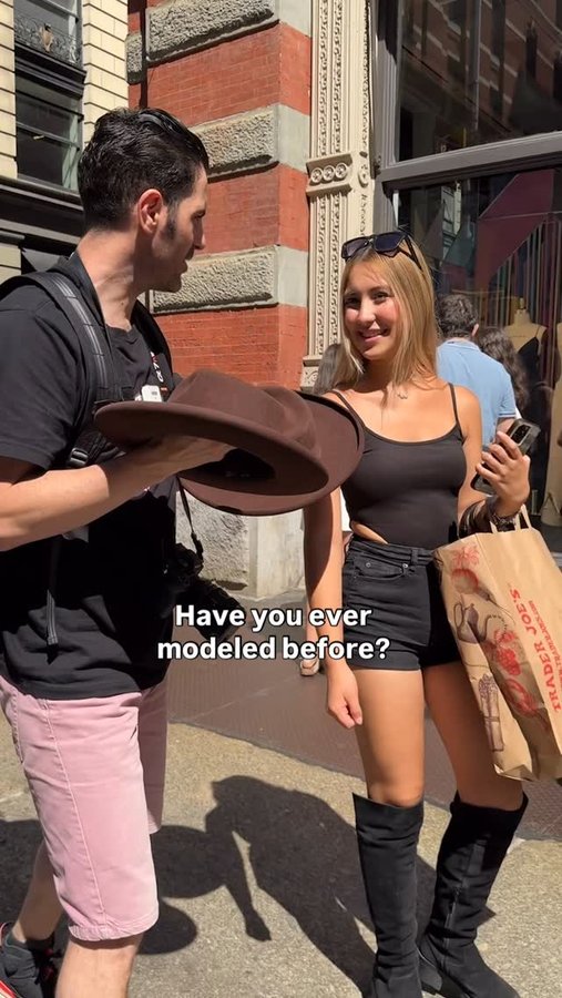 Instagram post by @mrnycsubway for Goorin Bros.. Caption reads: When I approached stranger @joseillanes_ to model....