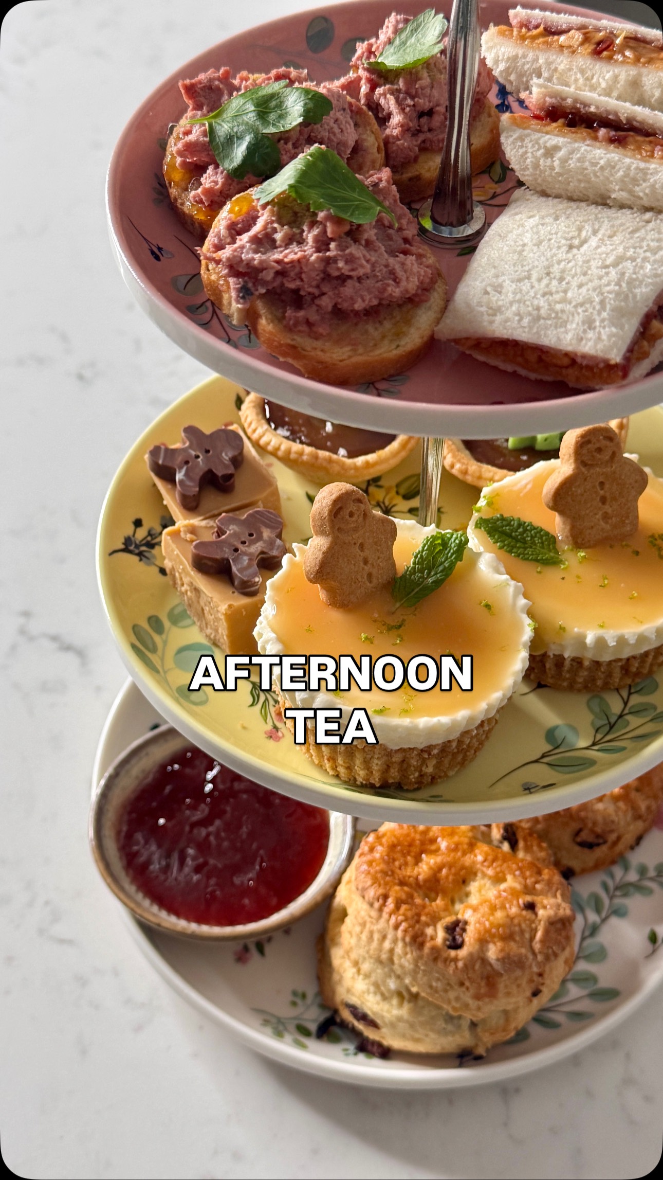 Instagram post by @liliforberg for Bonne Maman. Caption reads: Festive afternoon tea at home 🧁 🎄 All the cute,....