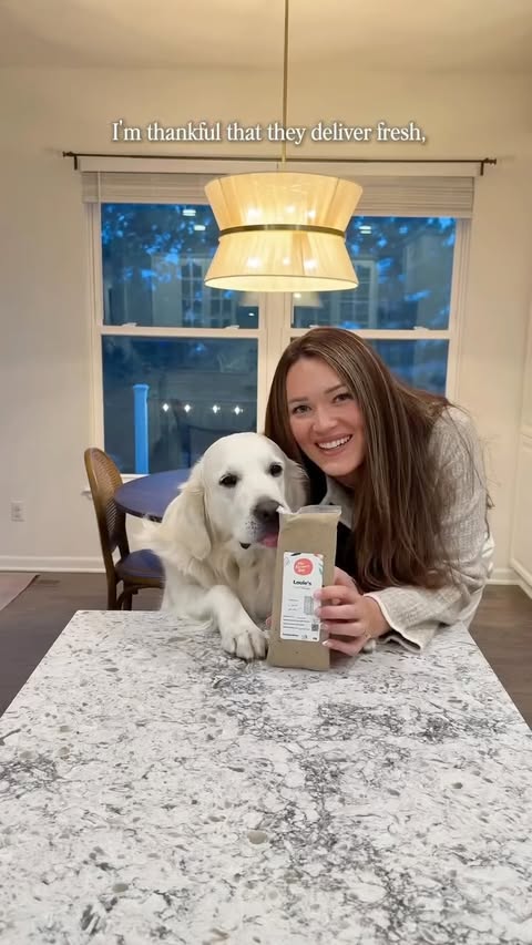 Instagram post by @louiethecream for The Farmer's Dog. Caption reads: So thankful for Louie and for the joy he brings....