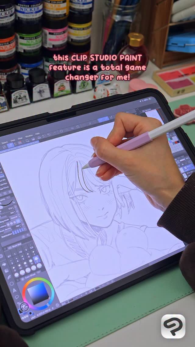 Instagram post by @sarafabrizi for Clip Studio Paint. Caption reads: once you start using vector layers in Clip Studio....