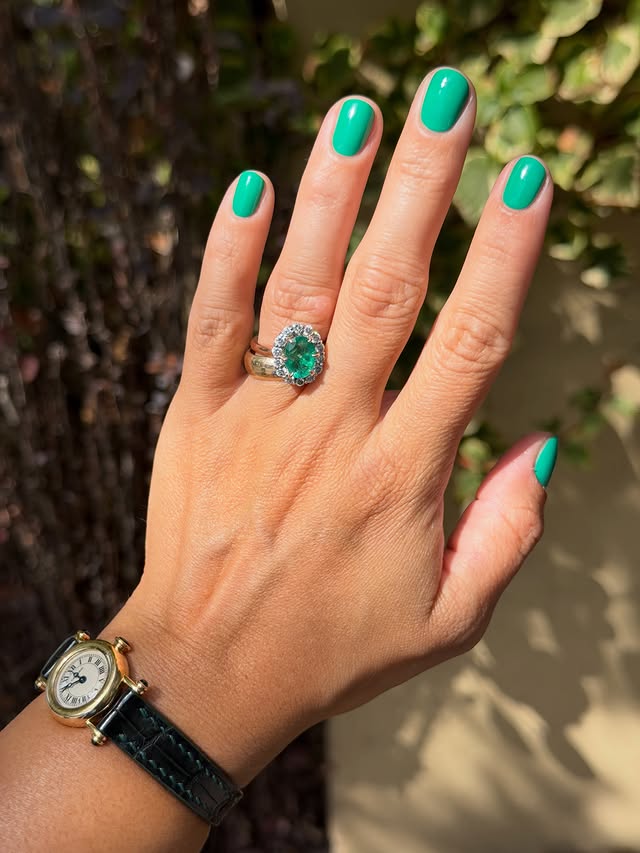 Instagram post by @taylorznails for Manucurist. Caption reads: @manucurist Brazil (pr) This shade of green makes....