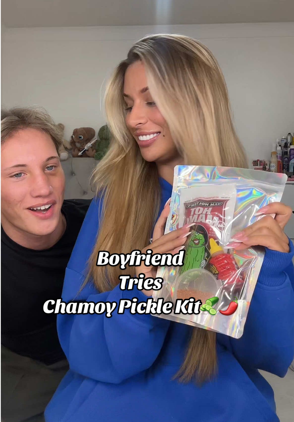TikTok post by @tashanewcombe for ChamoyGuysUK. Caption reads: [...] Chamoy Pickle Kit 🌶️🥒 @markovituk....