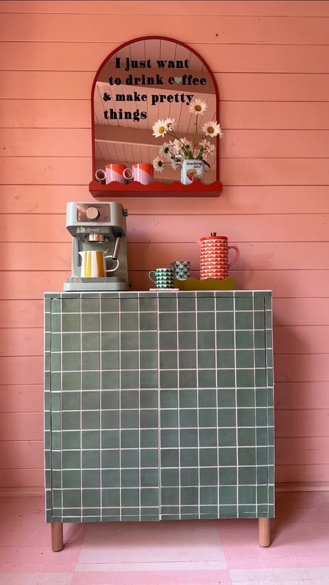 Instagram post by @the_shoestring_home for Cricut UK & Ireland. Caption reads: Ad| I’ve wanted a cute little coffee station for....