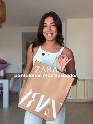 TikTok post by @ainhoa.rayo for ZARA. Caption reads: Haul Zara con los pantalones más buscados [...].