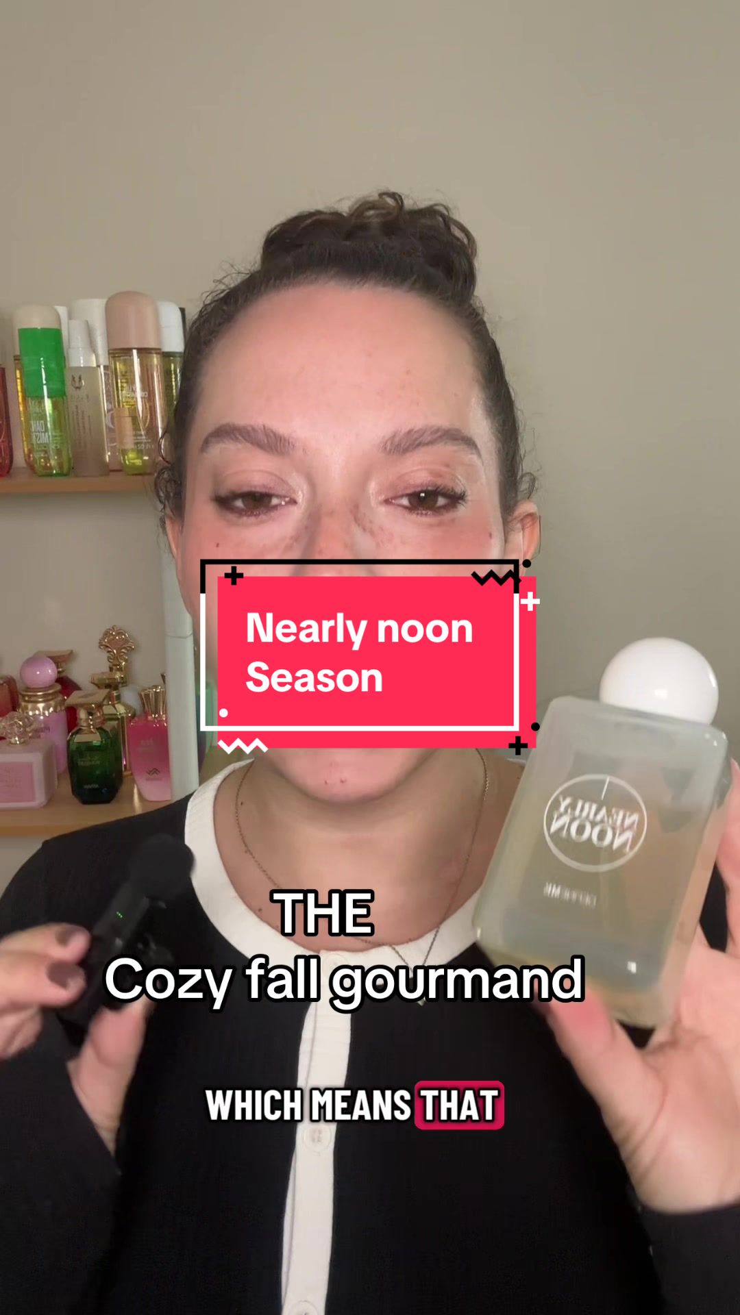 TikTok post by @sniffinwithsteph for DefineMe Fragrance. Caption reads: The ultimate cuffing season gourmand!! #nearlynoon....