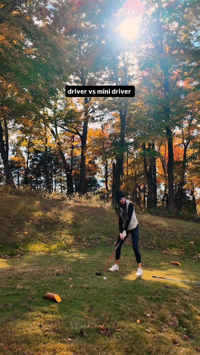 Instagram post by @carleeshoe for TaylorMade Golf. Caption reads: pick one: driver or mini driver??

#golf #fall....