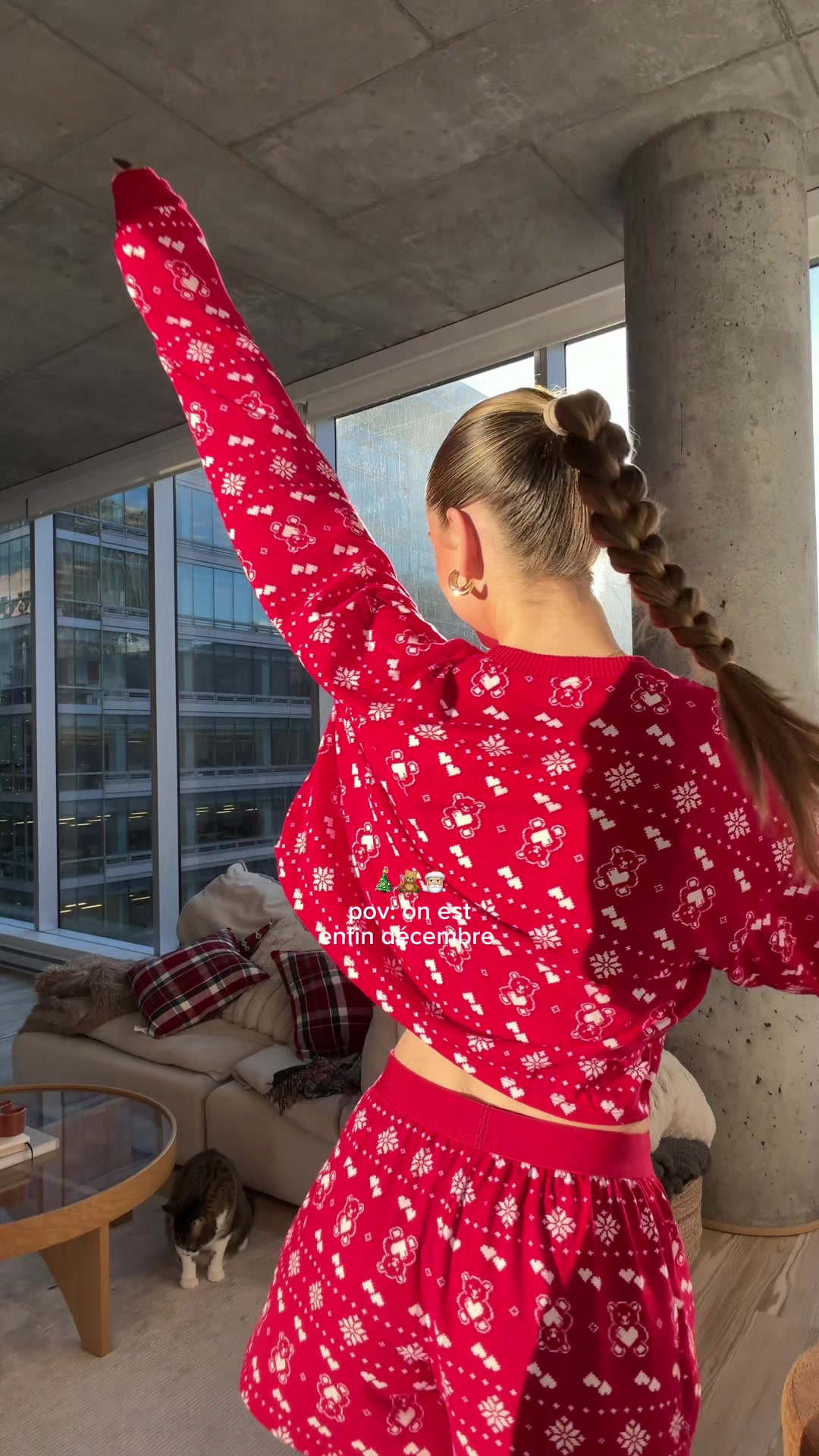 TikTok post by @diaryofisabelle for Ardene. Caption reads: les meilleurs pyjamas 🎄🧸🎅🏼 @Ardene....