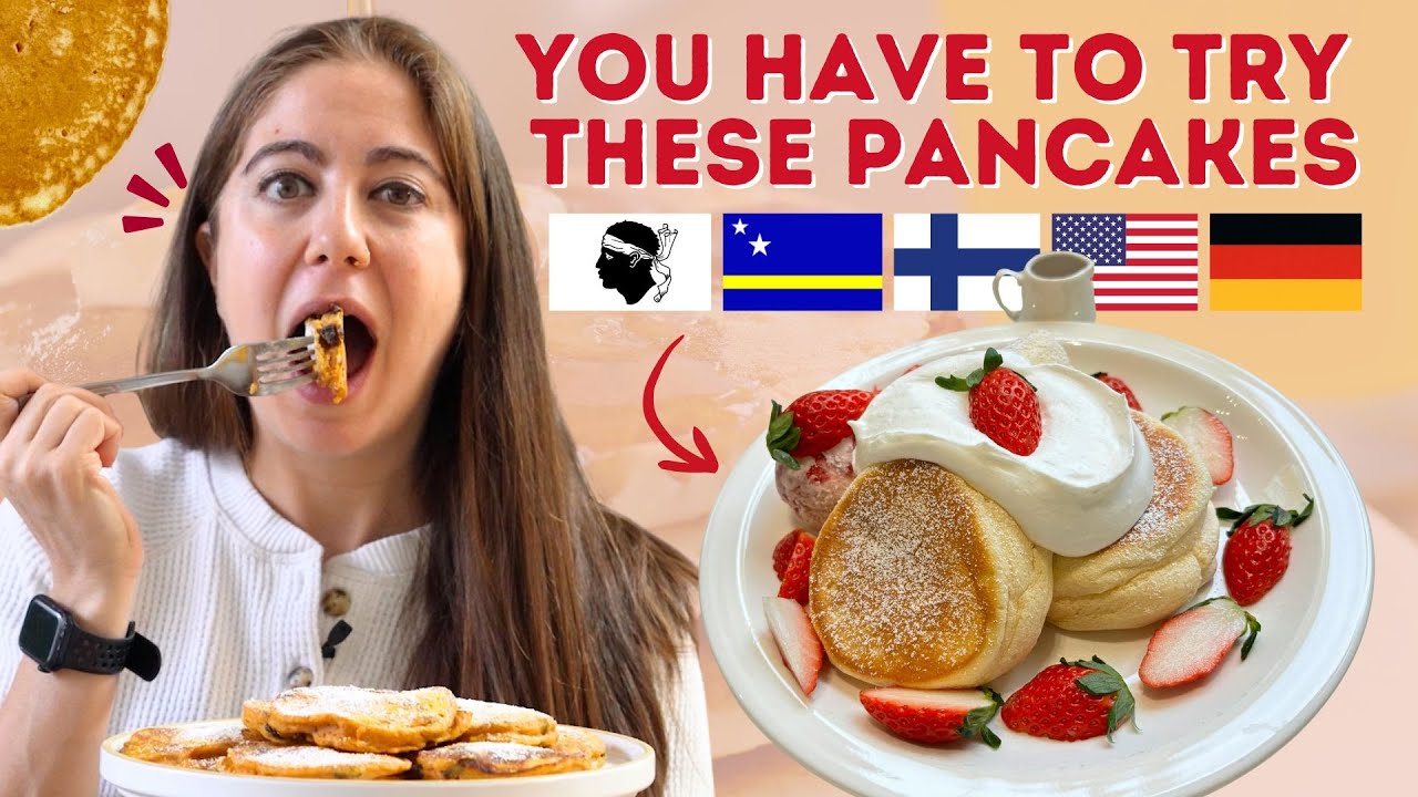 YouTube post by @BerylShereshewsky for Rosetta Stone. Caption reads: 5 Pancakes for the PERFECT Sunday Morning....