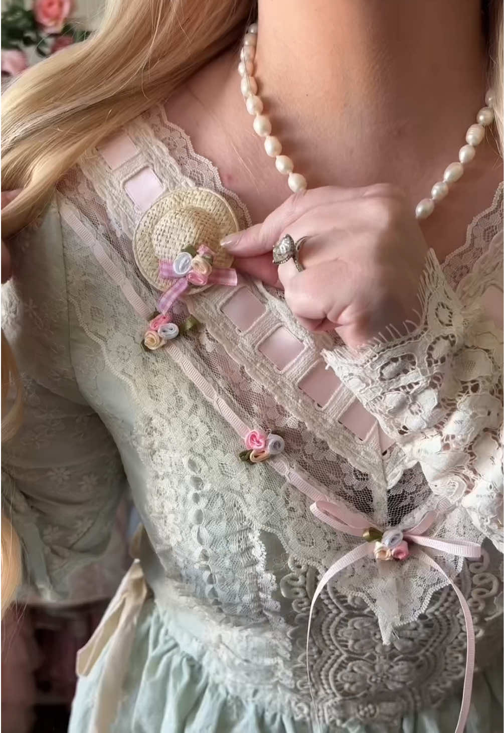 TikTok post by @lizzieinlace for LaceMade. Caption reads: [...] SPRING DRESSES featuring @LaceMade 🌷 Which....