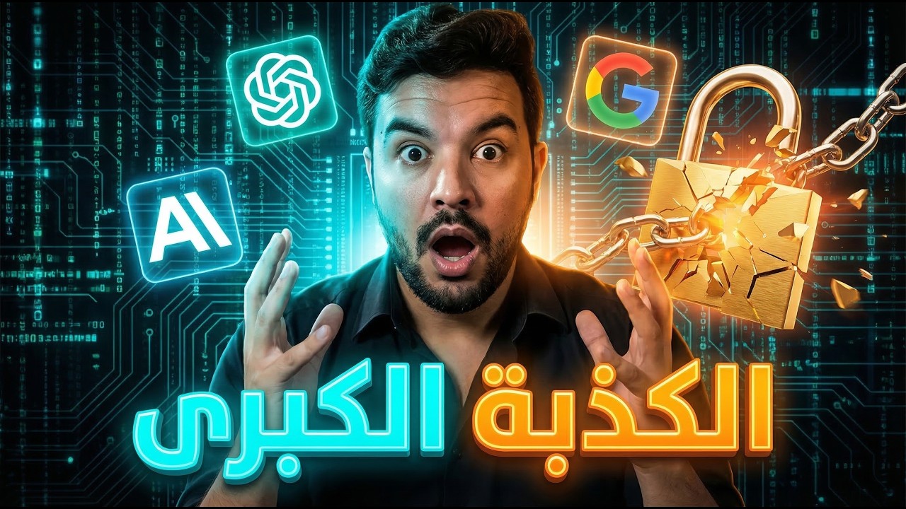 YouTube post by @PythonArab for Adobe Spark. Caption reads: Artificial Intelligence 🚀 | 83 | The Big Lie of....