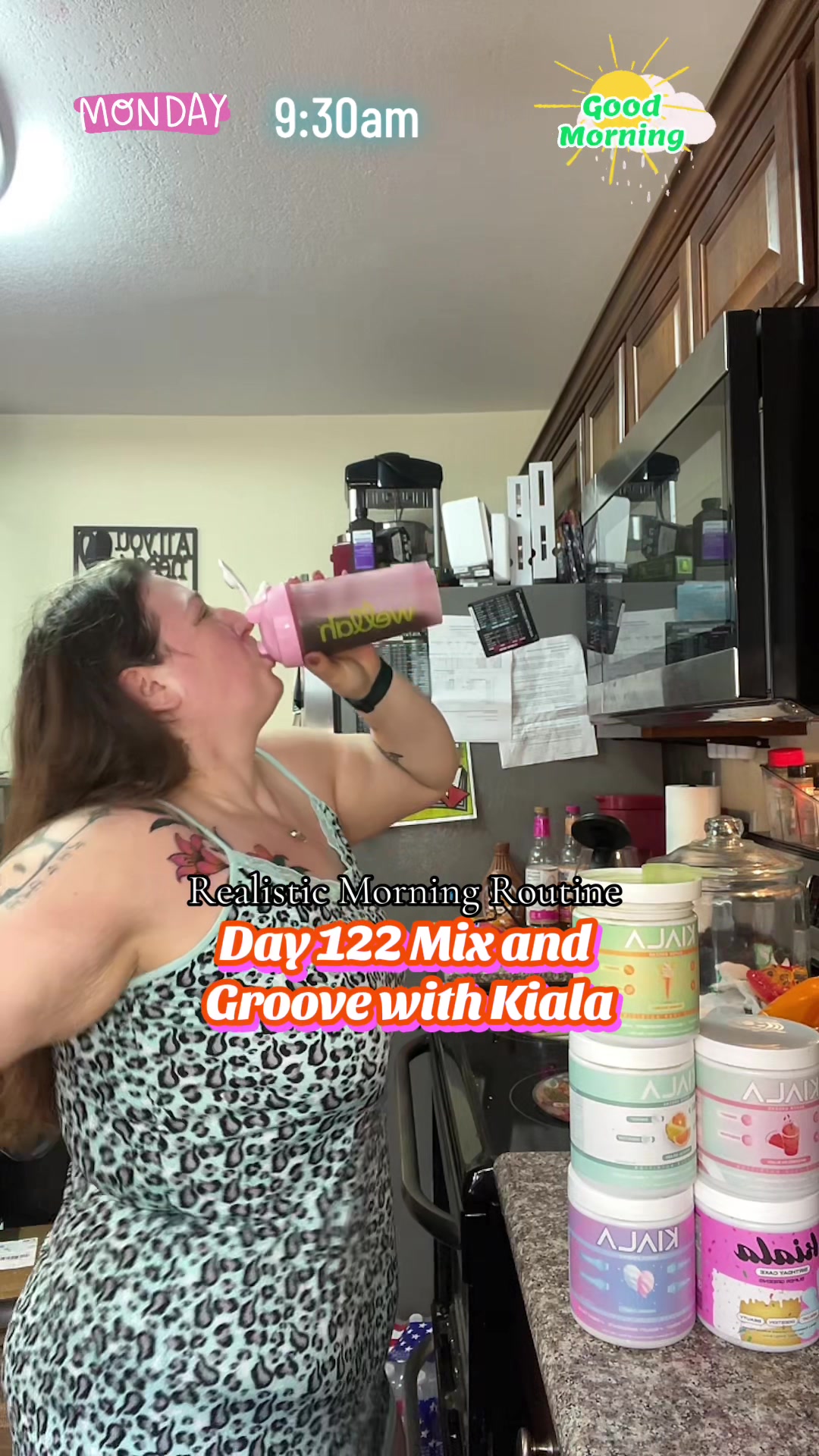 TikTok post by @ashleyrichards263 for Kiala Nutrition. Caption reads: [...] #realisticmorningroutine @kialanutrition.