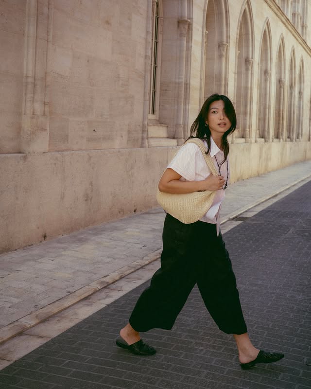 Instagram post by @michellelin.lin for COS. Caption reads: [...] on the skin 🧑‍🩰Timeless silhouette with....