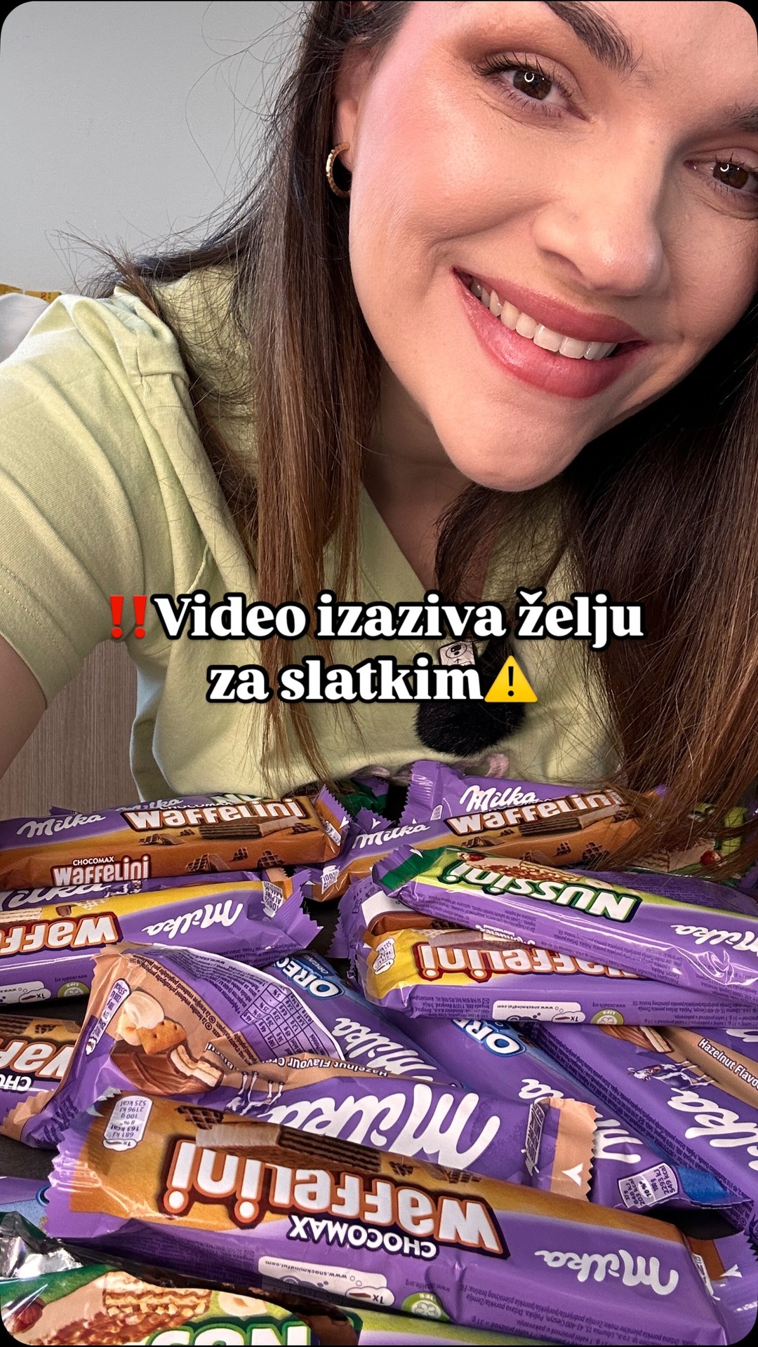 Instagram post by @mashinthebeauty for Milka. Caption reads: [...] samo daj 🍫 i bit ću najsretnija 😅
....