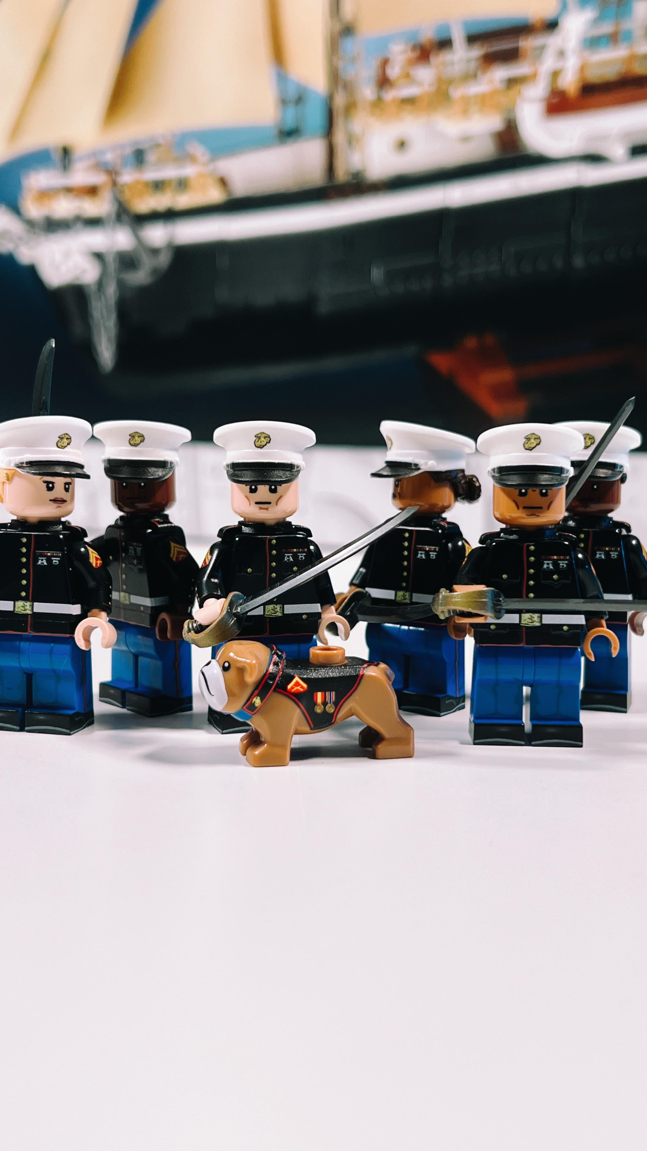 Instagram post by @shytimeismytime for Brickmania Toys. Caption reads: @brickmania_toys Marine Mascot, Chesty! 
If you’re....