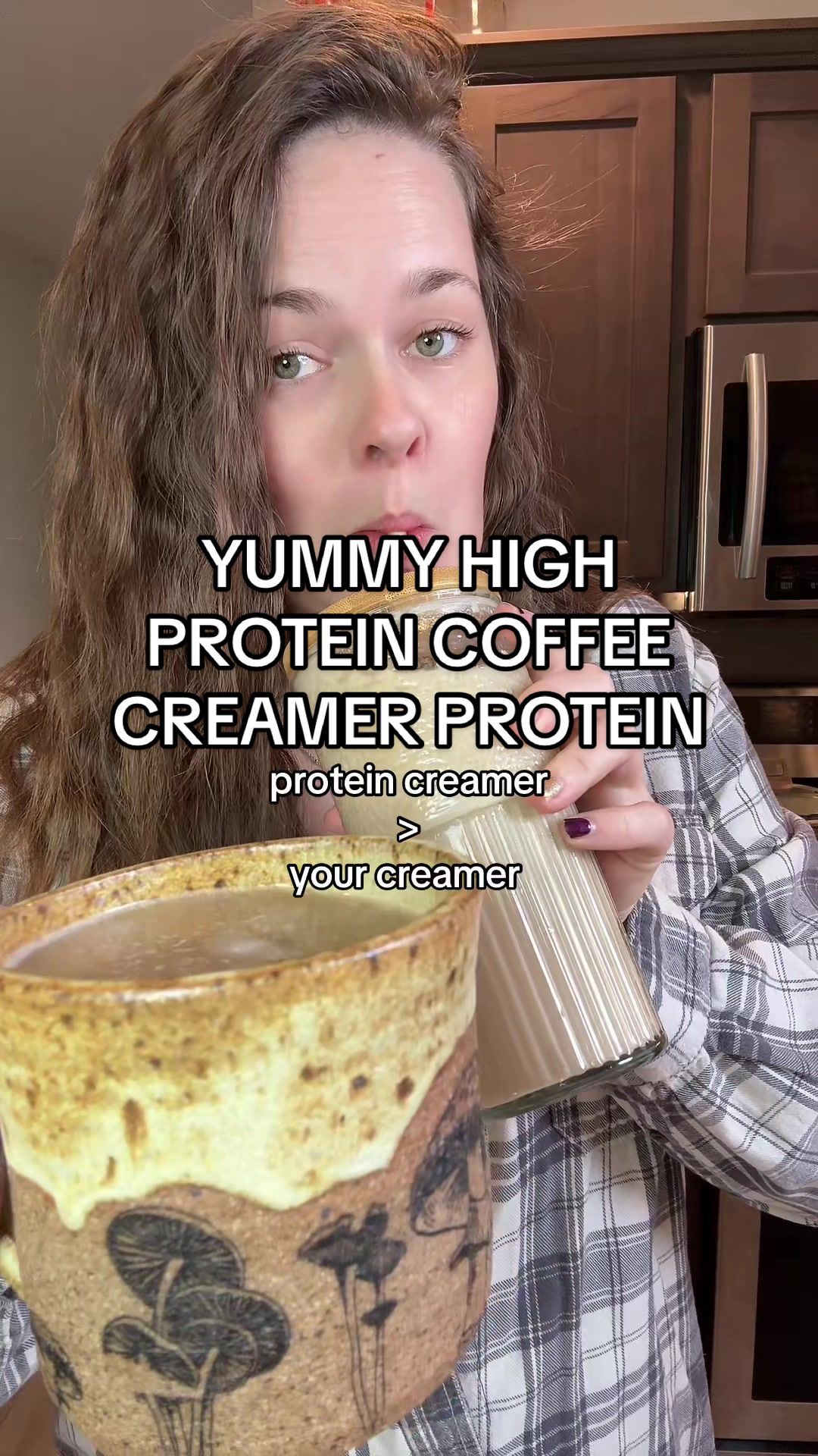 TikTok post by @tiktok_shop_mama for Javy Coffee. Caption reads: i’m telling you, finding high protein swaps for....