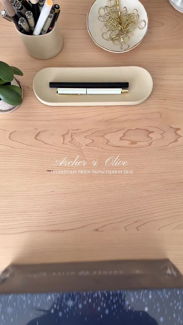 Instagram post by @delphinesjournal for Archer and Olive. Caption reads: #gifted Unboxing the Archer & Olive Quarterly....