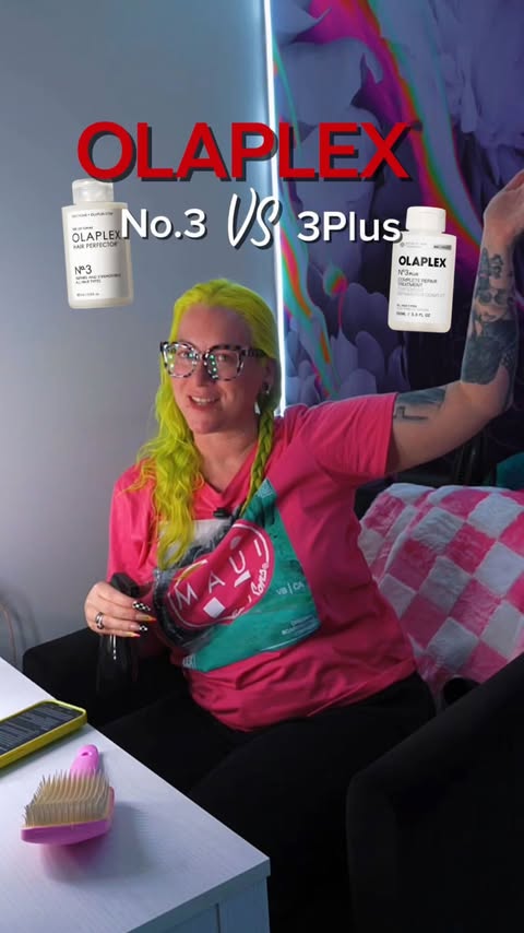 Instagram post by @cryistalchaos for OLAPLEX. Caption reads: [...] a lot of excitement around @olaplex 3Plus....