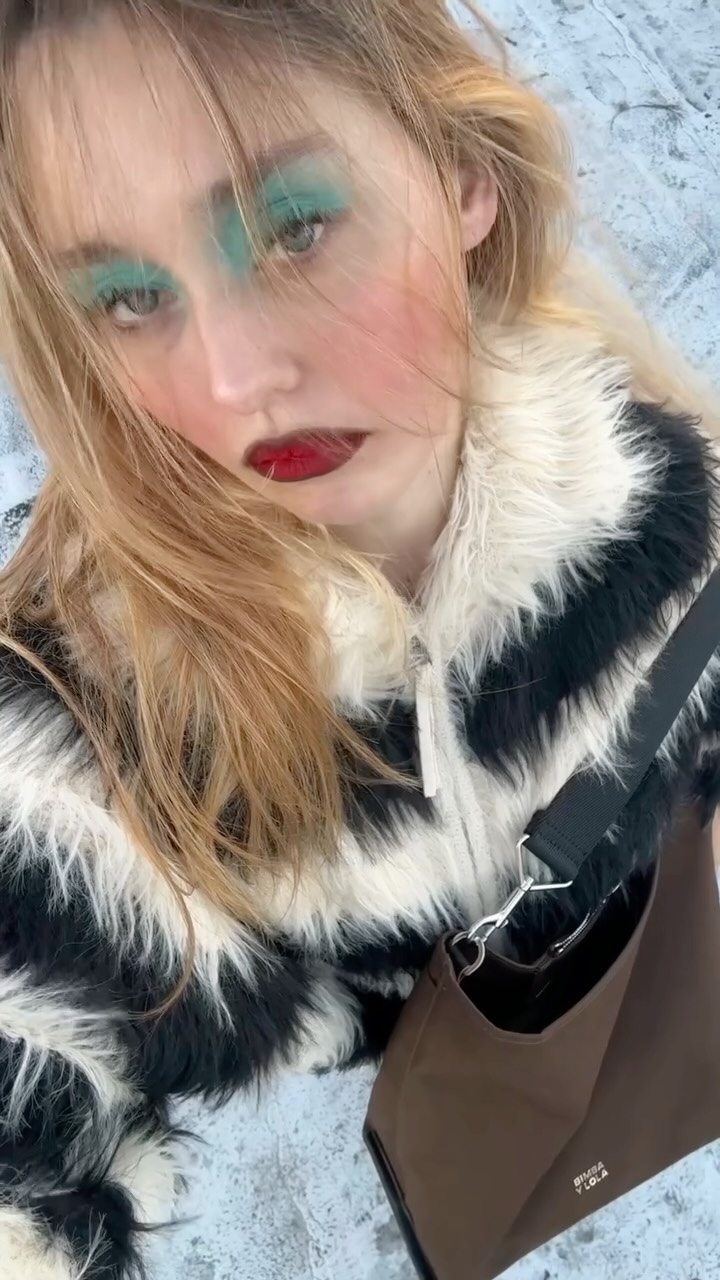 Instagram post by @emilywoodmakeup for BIMBA Y LOLA. Caption reads: Maruja Mallo at the Reina Sofia lit a spark and....