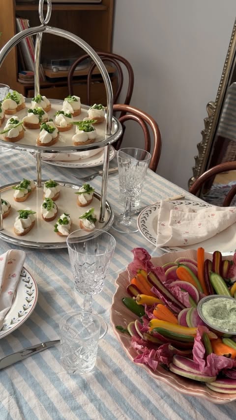 Instagram post by @alanalav for Violife Foods. Caption reads: AD What I served for a Regency-inspired afternoon....