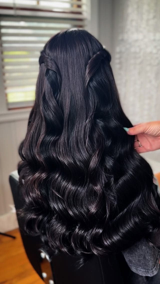 Instagram post by @alexandralee1016 for Donna Bella Hair. Caption reads: [...] trending bridal style 🤍 I added in....