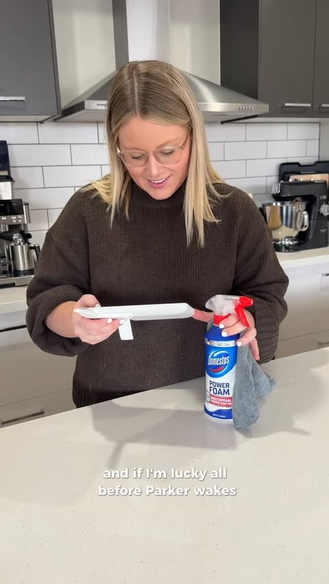 Instagram post by @abbeyfwebbers for Domestos. Caption reads: My son’s just gone down for his nap, so it’s....