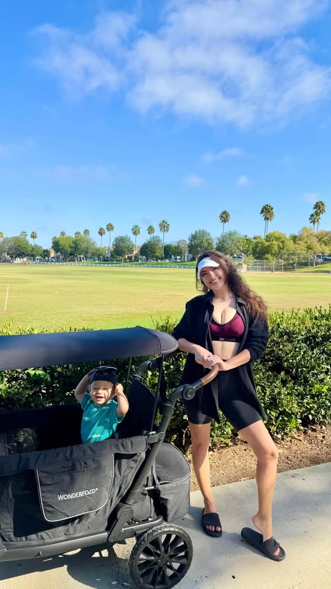 Instagram post by @nicole.may.p for WonderFold. Caption reads: Farmers market day in our @wonderfold wagon!....