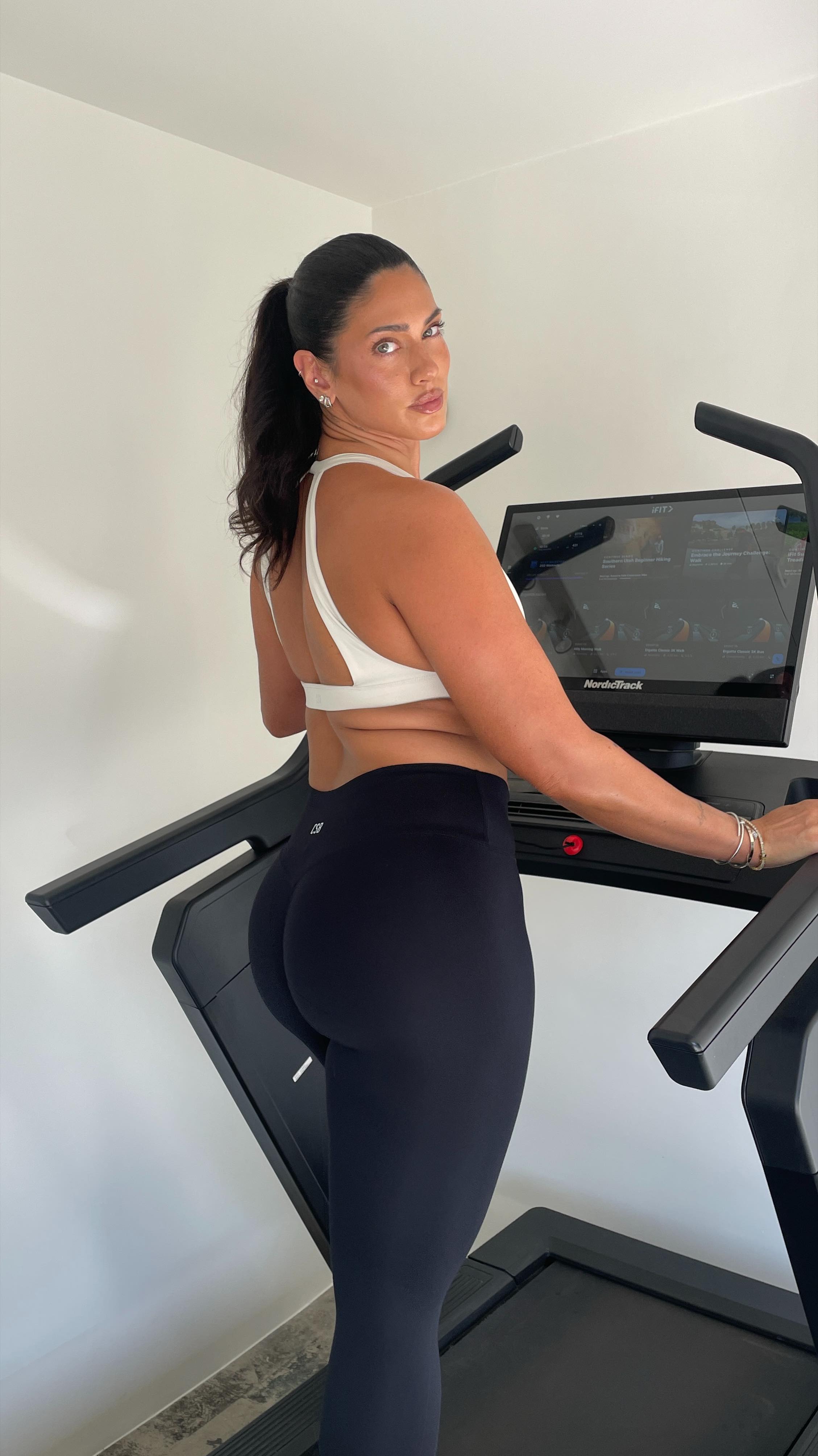 Instagram post by @lateciat for NordicTrack. Caption reads: Starting my runs back up with an interval run on....