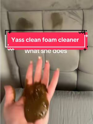 TikTok post by @rachyg85 for Yass Clean. Caption reads: @Yass Clean fabric foam cleaner to the rescue....