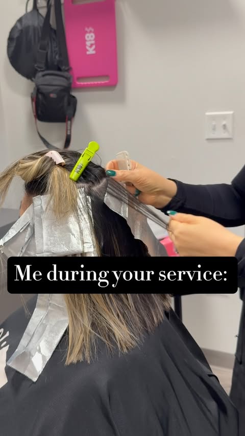 Instagram post by @jadebeautyco for K18 Hair. Caption reads: Salon life in a nutshell 💥

Who else’s salon....