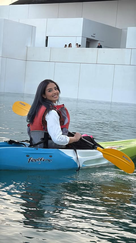 Instagram post by @imreema_badr for Visit Abudhabi. Caption reads: Have you tried the kayaking....