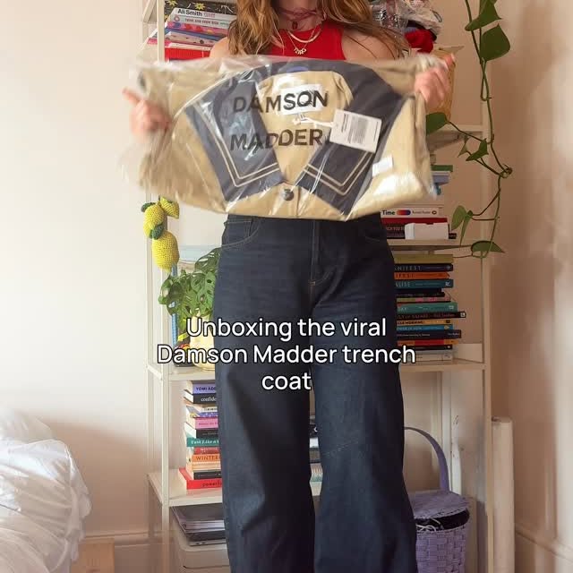 Instagram post by @daisyoliviaj for Damson Madder. Caption reads: [...] coat from the angels at @damsonmadder 😍 (PR....