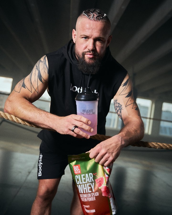 Instagram post by @dalbymma for Bodylab. Caption reads: Sponsored: Clear Whey from @bodylab still contains....
