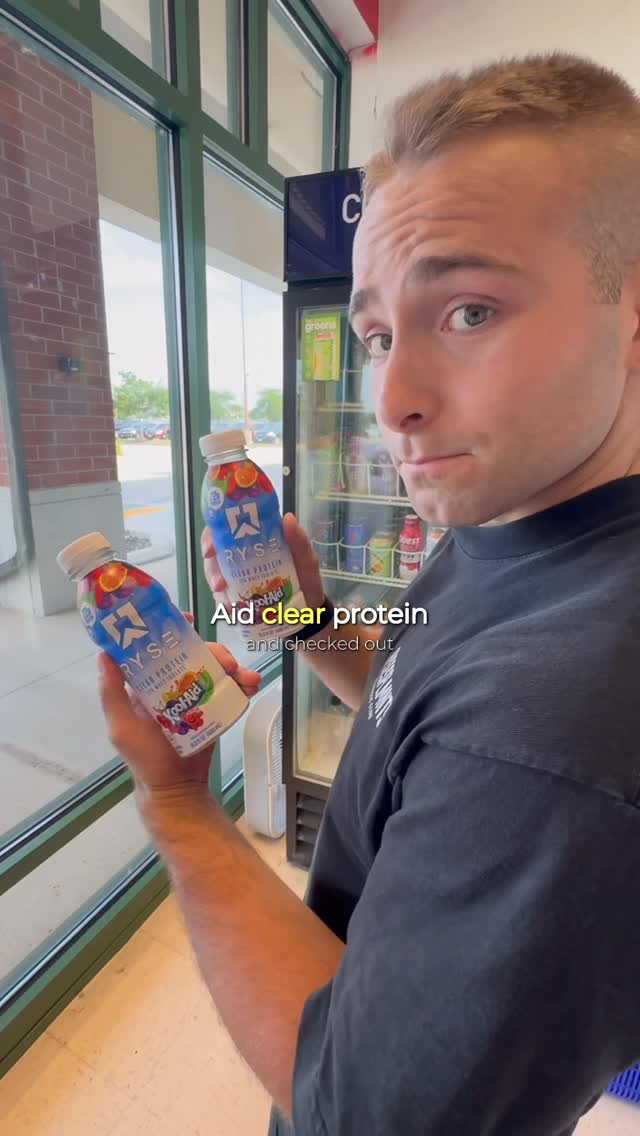 Instagram post by @caydenhenschel for RYSE Supps. Caption reads: Clear Protein is the move 😮‍💨 Go get @ryse at....