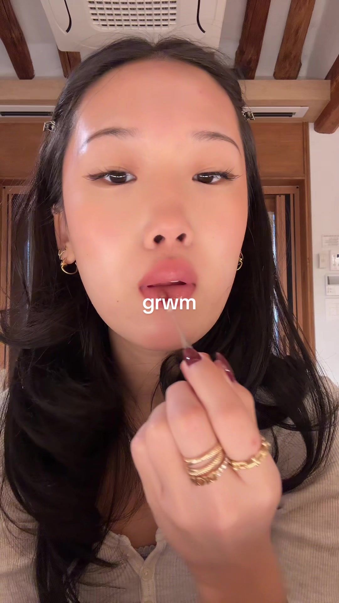 TikTok post by @via..li for Memo Paris. Caption reads: grwm asmr under 10 min  @celimax.global sunscreen ....