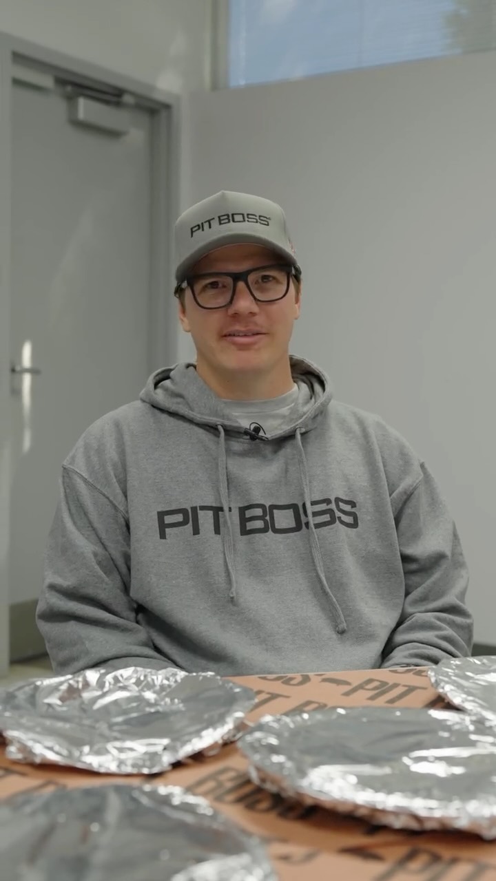 Instagram post by @sheldoncreed for Pit Boss Grills. Caption reads: Which of our shop guys can prepare the best....