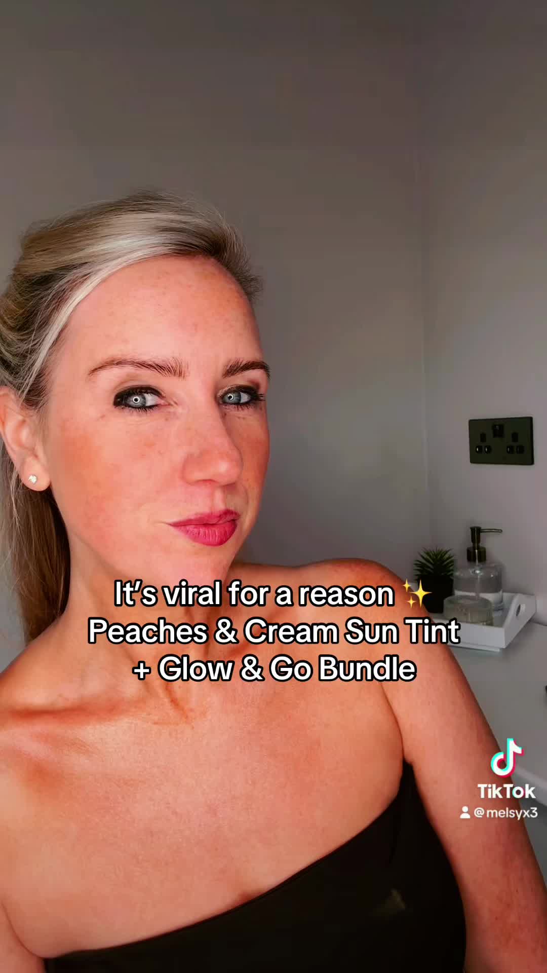 TikTok post by @melsyx3 for Peaches & Cream. Caption reads: [...] #tiktokshop #glowup #fyp @Peaches & Cream.