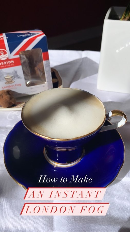 Instagram post by @torontobytatiana for Poseidn. Caption reads: I love London Fogs (Earl Grey tea with vanilla for....