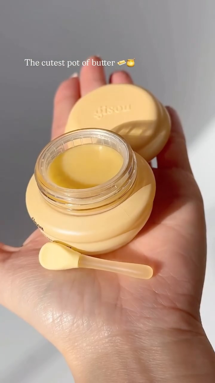 Instagram post by @fromsandyxo for Gisou. Caption reads: The cutest pot of butter 🧈🍯 oops I meant lip....