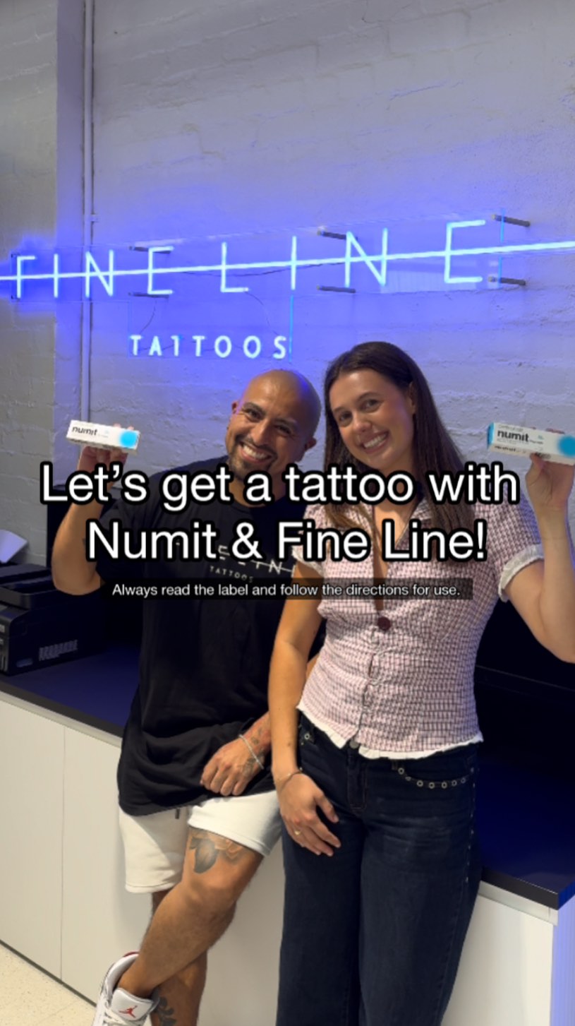 Instagram post by @fine.line.tattoos.melbourne for Chemist Warehouse. Caption reads: Thinking about your next tattoo? 🖋️ Book now with....