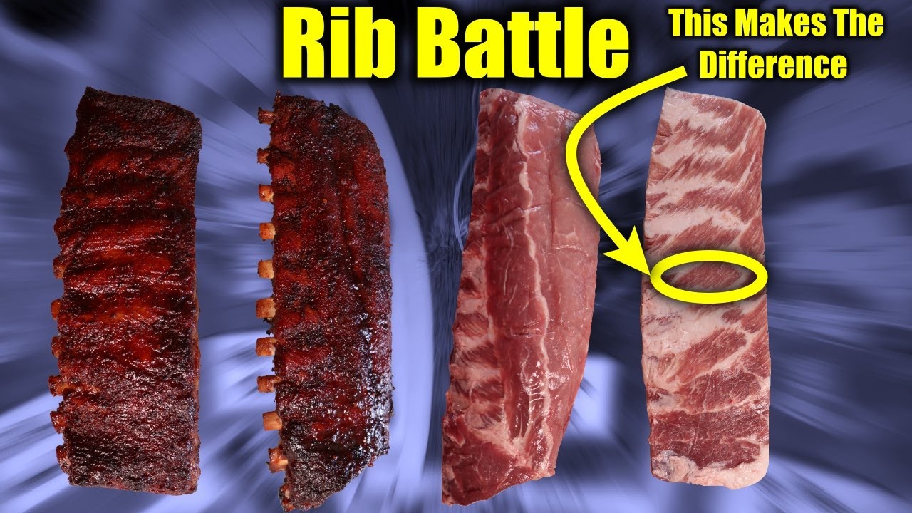 YouTube post by @Cookoutcoach for Char-griller. Caption reads: Spare Ribs Vs Baby Back Ribs On The Char-Griller....