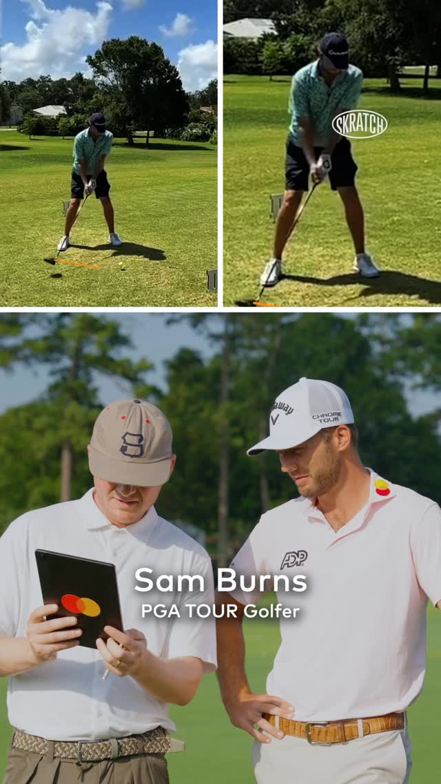 Instagram post by @deerap for Mastercard. Caption reads: How would @samburns66 rate your swing? Emojis....