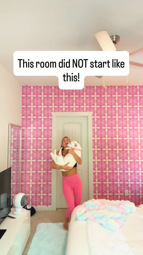 Instagram post by @traceysfancy for Wall Blush. Caption reads: [...] link to Zadie’s wallpaper? 💕 Comment....