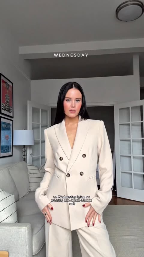 Instagram post by @julietmackayy for Ann Taylor. Caption reads: It’s suit season, and you know Ann Taylor always....