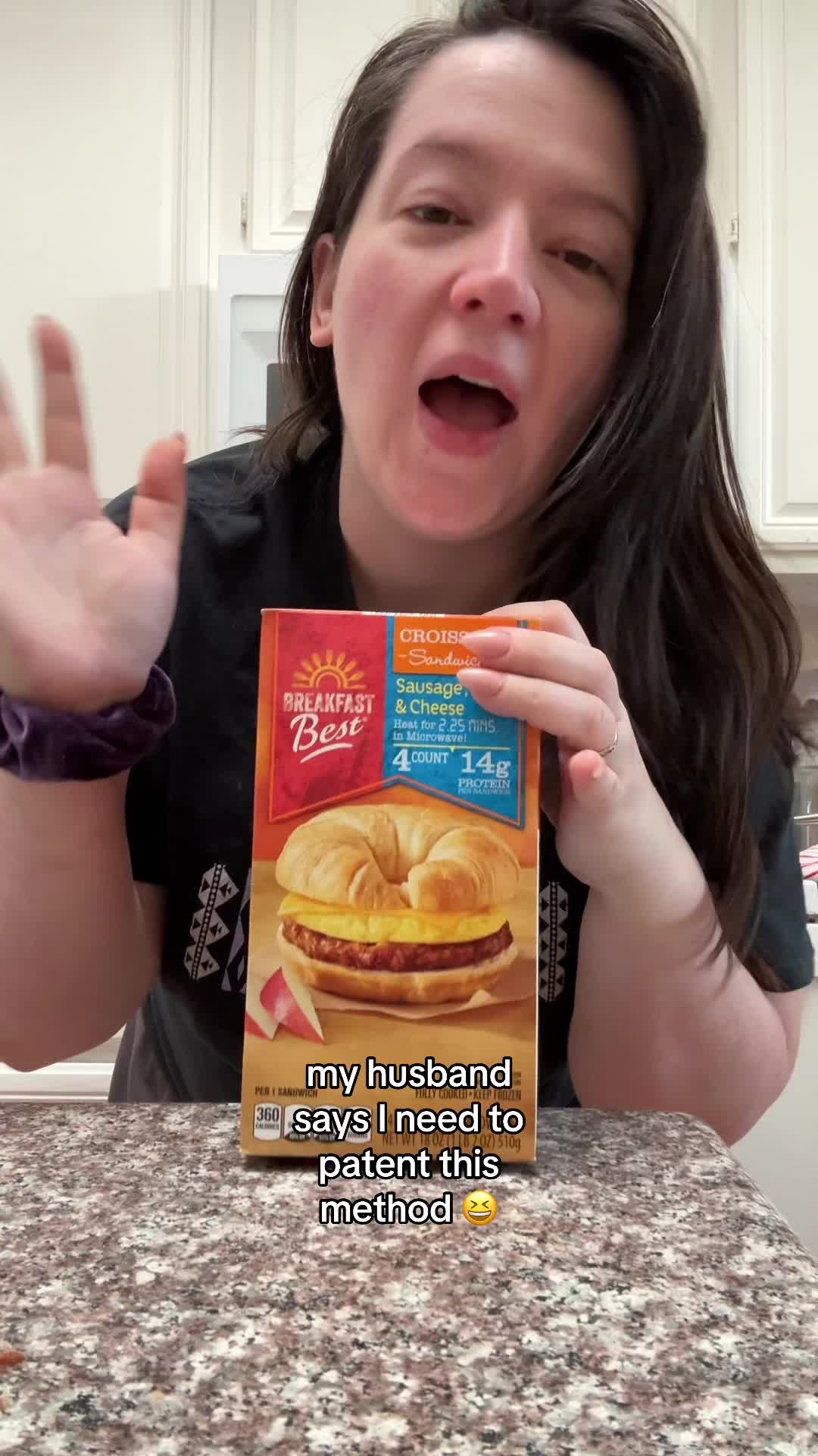 TikTok post by @unlicensedtomom for nutpods. Caption reads: No more breakfast rocks 🥐🪨#breakfastideas....