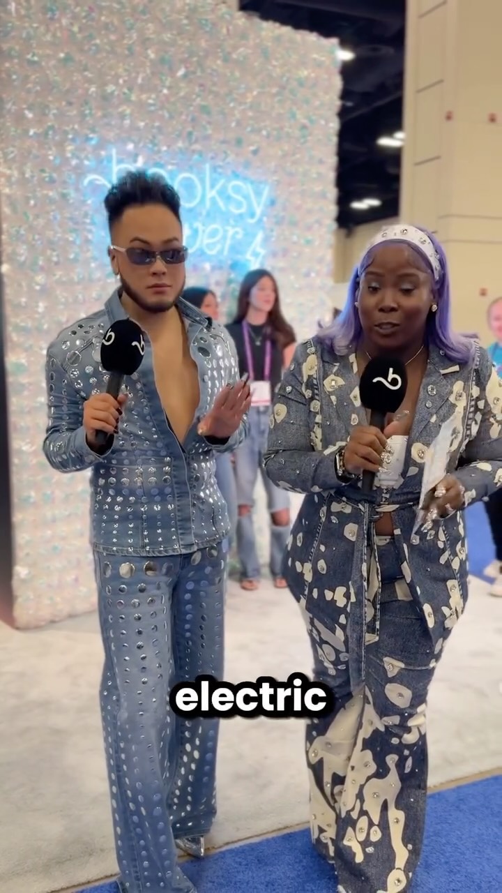 Instagram post by @nailsbyhirsch for Booksy. Caption reads: The vibes are ELECTRIC at Premiere SATX....