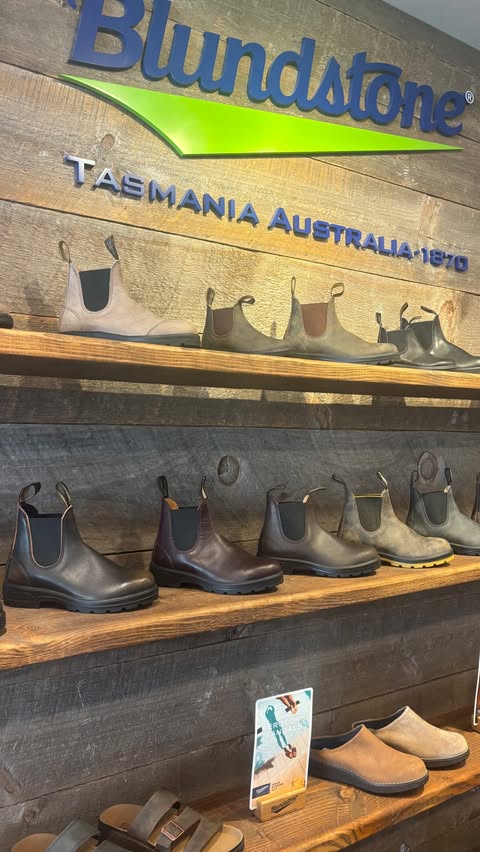 Instagram post by @caffeinatedliv for Blundstone. Caption reads: [...] shoe refresh on Newbury Street at....