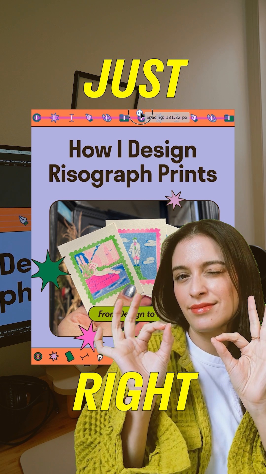 Instagram post by @fabiolitadraws for Adobe Design. Caption reads: Transform your designs with delightful illustrated....