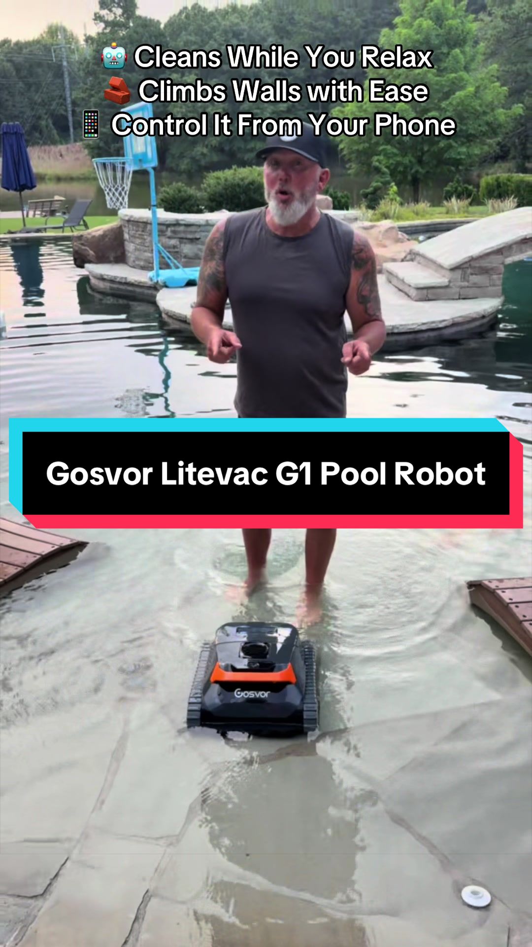 TikTok post by @rhunley for Refined Living. Caption reads: [...] pool while you enjoy your day.....