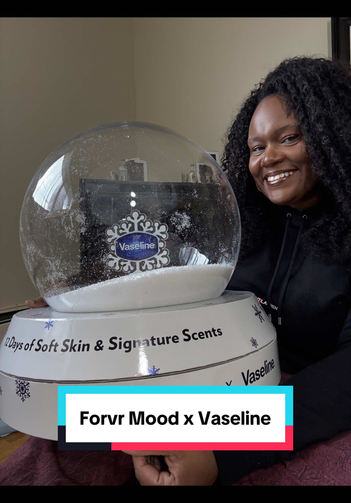 TikTok post by @walkwithdevwalker for FORVR MOOD. Caption reads: Christmas came earlyyyy @FORVR MOOD @Vaseline....